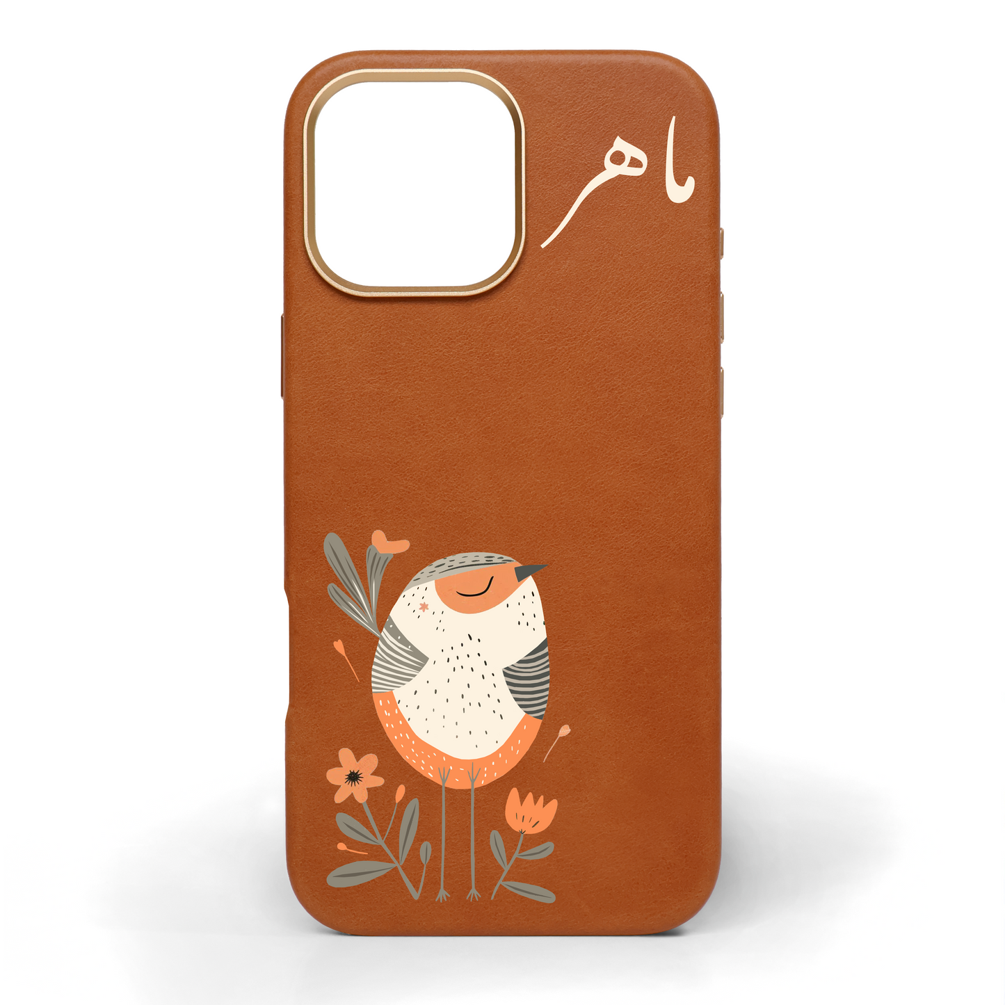 Calm Chirp Hand-Painted Leather Phone Case