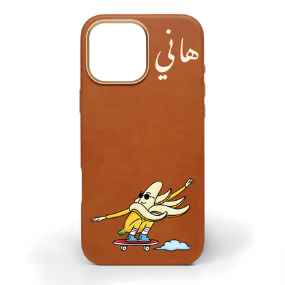Banana Split Hand-Painted Leather Phone Case