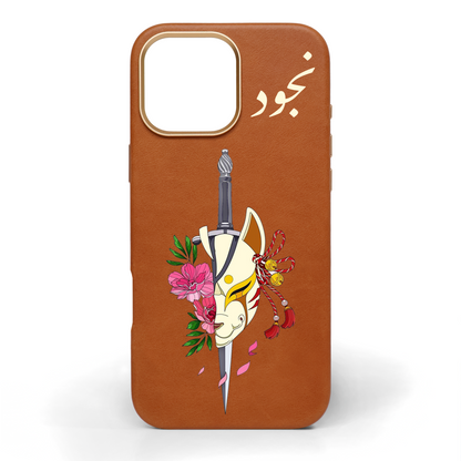 Blossom Katana Hand-Painted Leather Phone Case