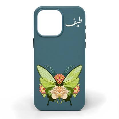 Butterfly Garden Hand-Painted Leather Phone Case