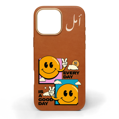 Every Day is a Good Day Hand-Painted Leather Phone Case