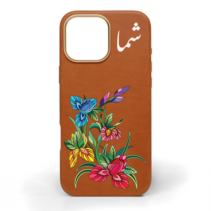 Orchid Garden Hand-Painted Leather Phone Case