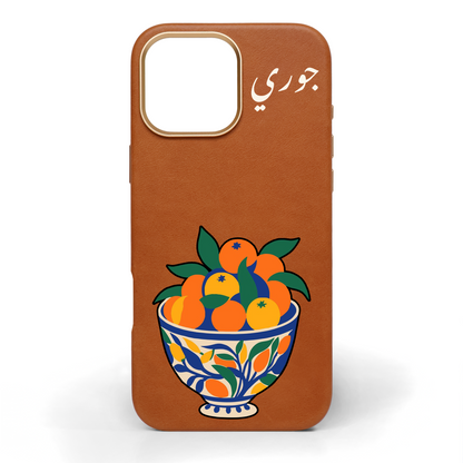 Citrus Summer Hand-Painted Leather Phone Case