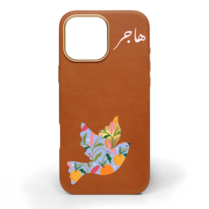 Citrus Bird Hand-Painted Leather Phone Case