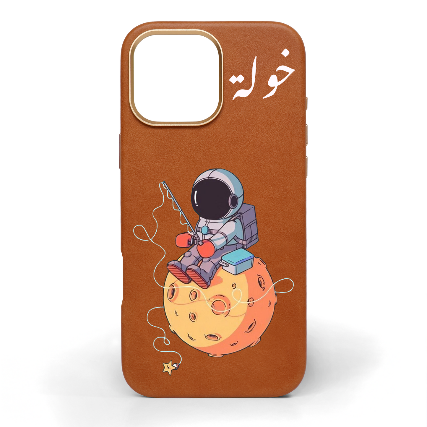 Astronaut Hand-Painted Leather Phone Case