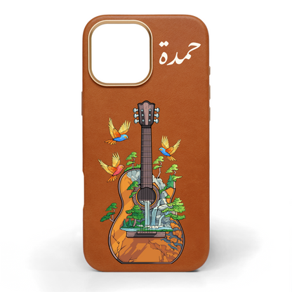 Nature’s Guitar Hand-Painted Leather Phone Case