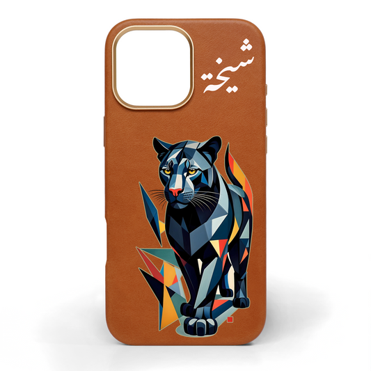 Noir Nimr Hand-Painted Leather Phone Case