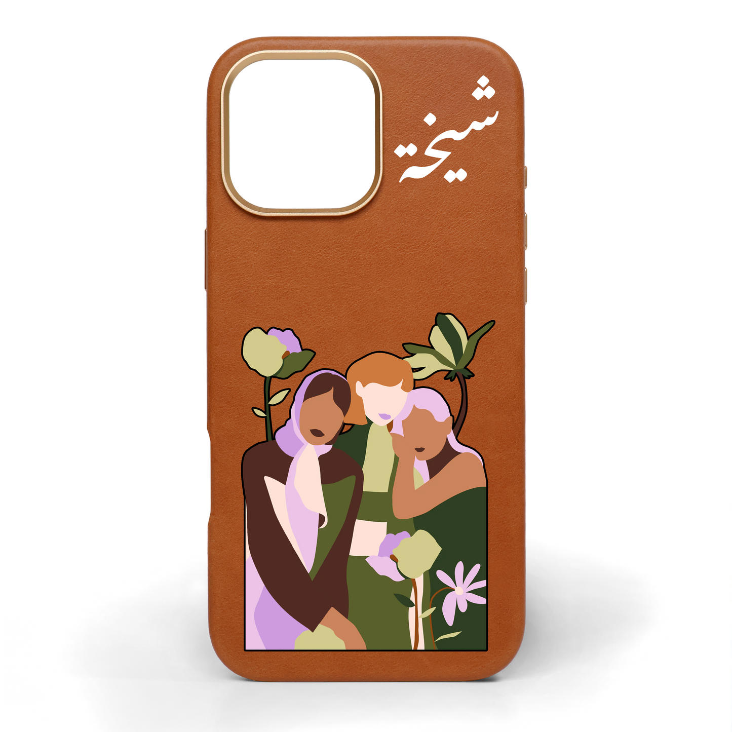 Side by Side Hand-Painted Leather Phone Case