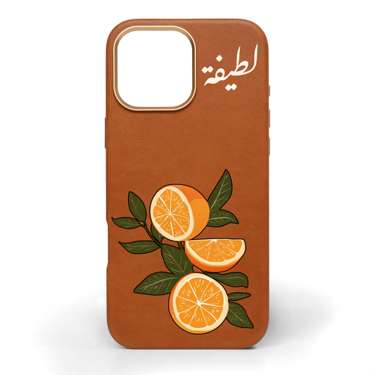 Tangerine Touch Hand-Painted Leather Phone Case