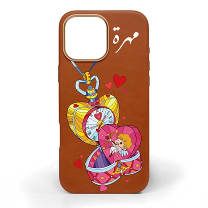 Cupid’s Hour Hand-Painted Leather Phone Case