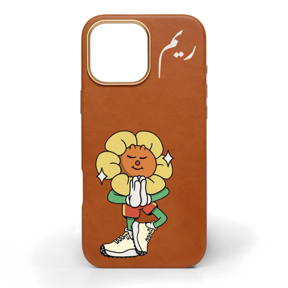 Zen Bloom Hand-Painted Leather Phone Case