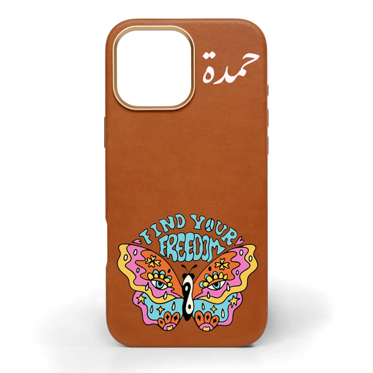 Find Your Freedom Hand-Painted Leather Phone Case