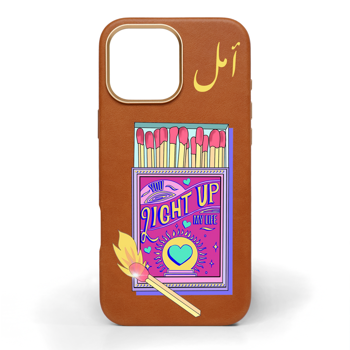 You Light Up My Life Hand-Painted Leather Phone Case