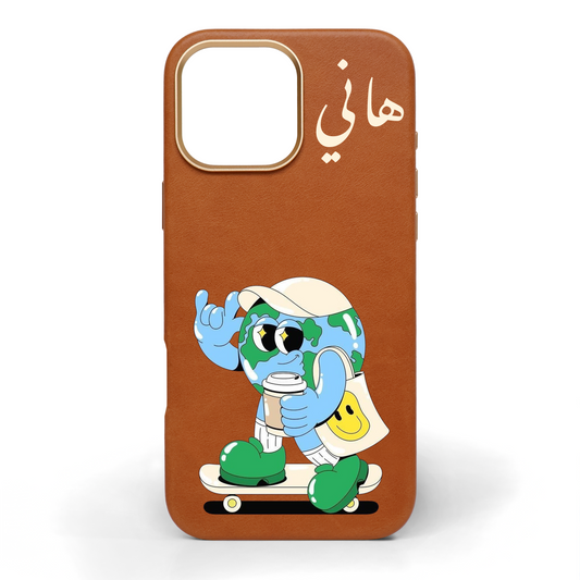 Around the World Hand-Painted Leather Phone Case