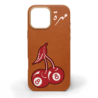 Lucky Cherry Hand-Painted Leather Phone Case