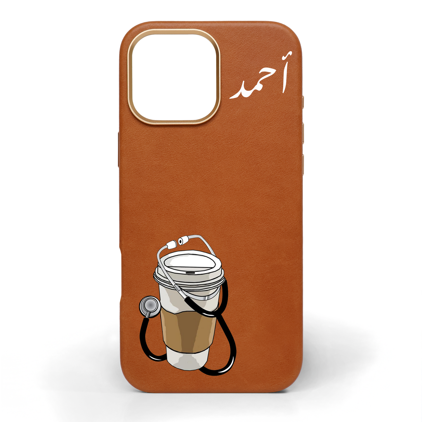 Coffee Needs Hand-Painted Leather Phone Case