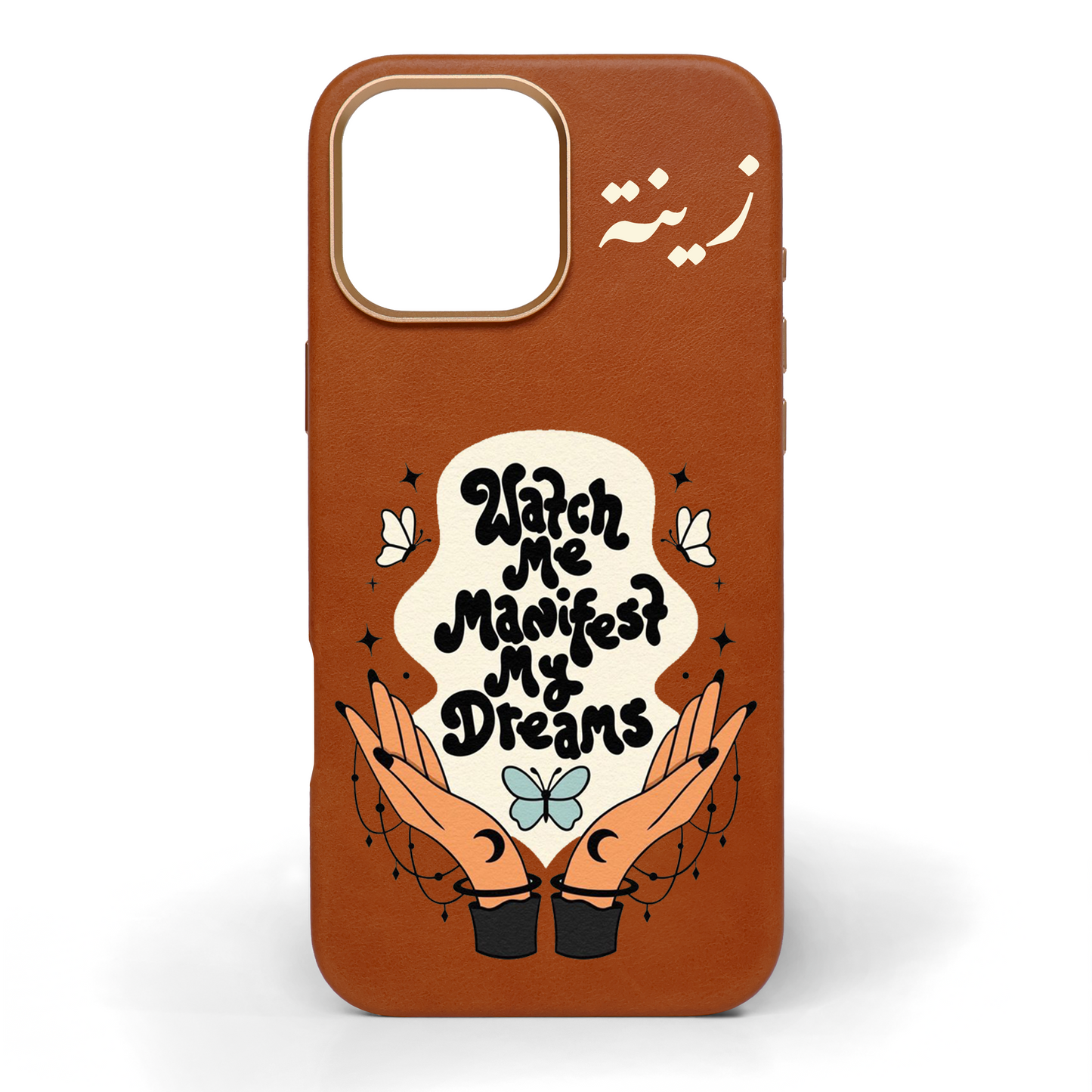 Watch Me Manifest Hand-Painted Leather Phone Case