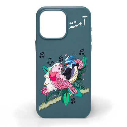 Love Birds Hand-Painted Leather Phone Case