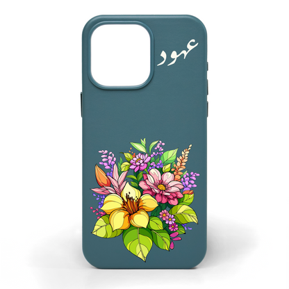 Happy Blooms Hand-Painted Leather Phone Case