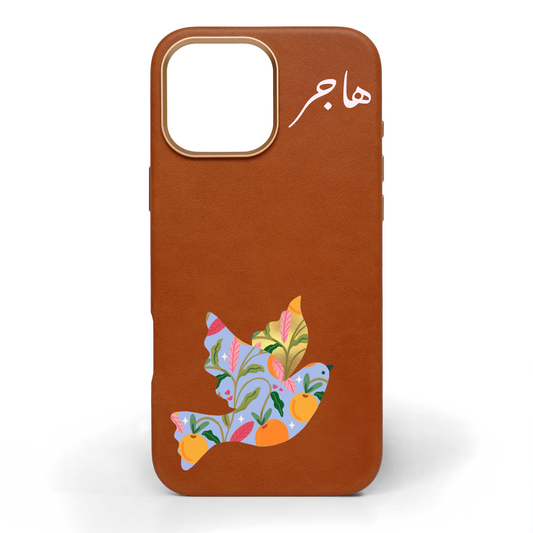 Citrus Bird Hand-Painted Leather Phone Case