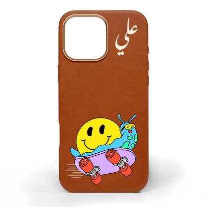 Turbo Slide Hand-Painted Leather Phone Case