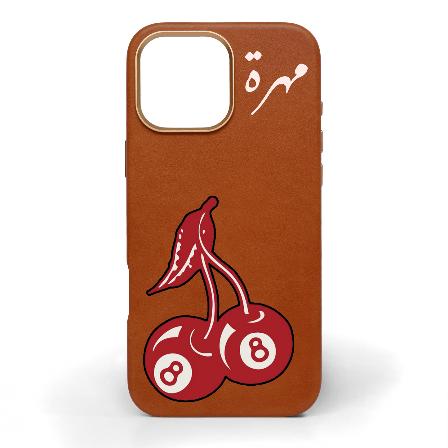 Lucky Cherry Hand-Painted Leather Phone Case