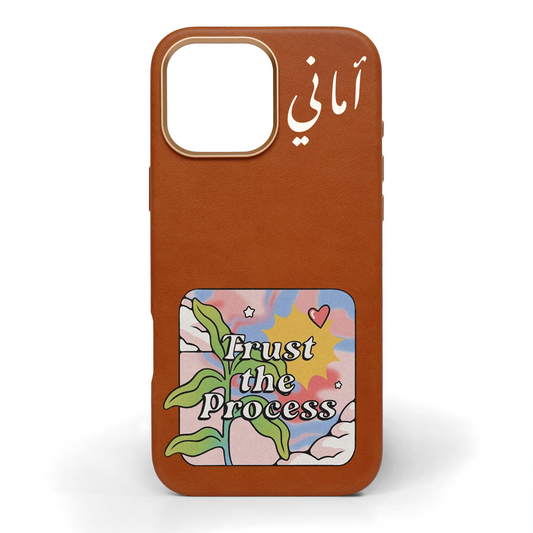 Trust The Process Hand-Painted Leather Phone Case