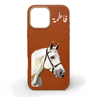 Pearl Stallion Hand-Painted Leather Phone Case