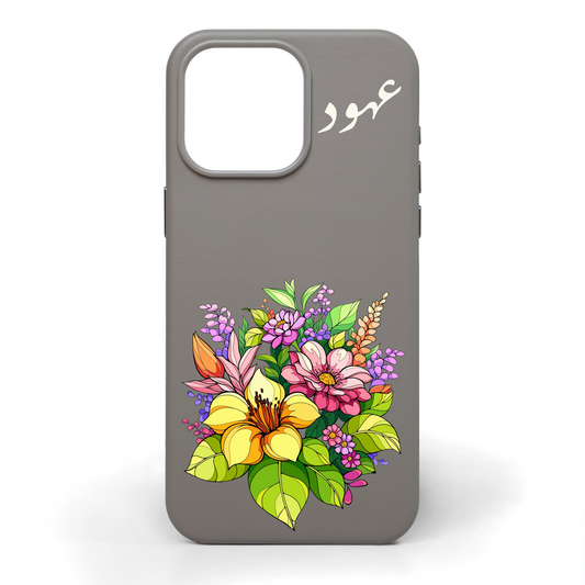 Happy Blooms Hand-Painted Leather Phone Case