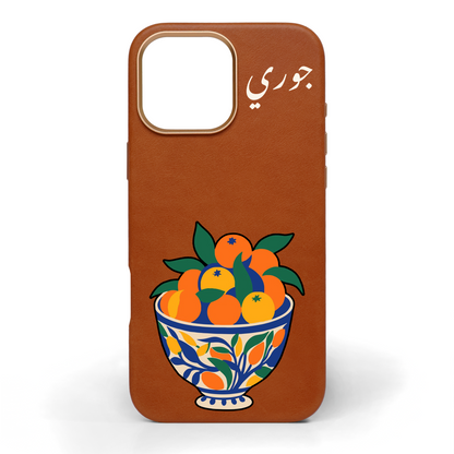 Citrus Summer Hand-Painted Leather Phone Case