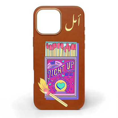 You Light Up My Life Hand-Painted Leather Phone Case