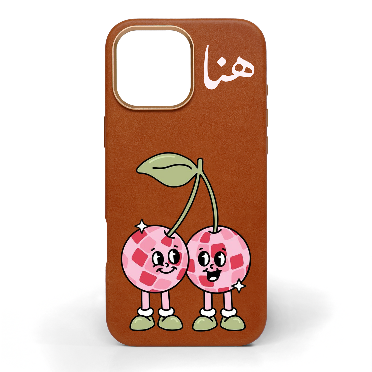 Cherry Groove Hand-Painted Leather Phone Case