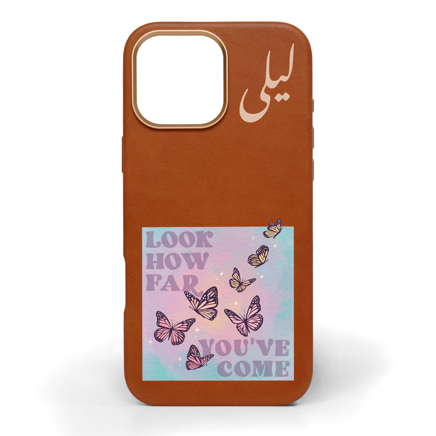 Look How Far You've Come Hand-Painted Leather Phone Case