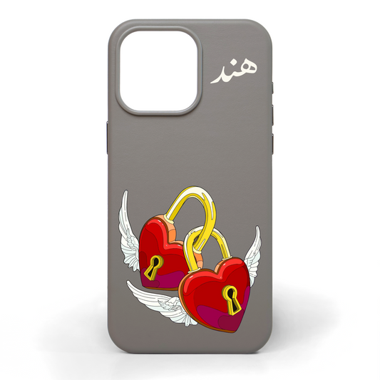 Locked in Love Hand-Painted Leather Phone Case