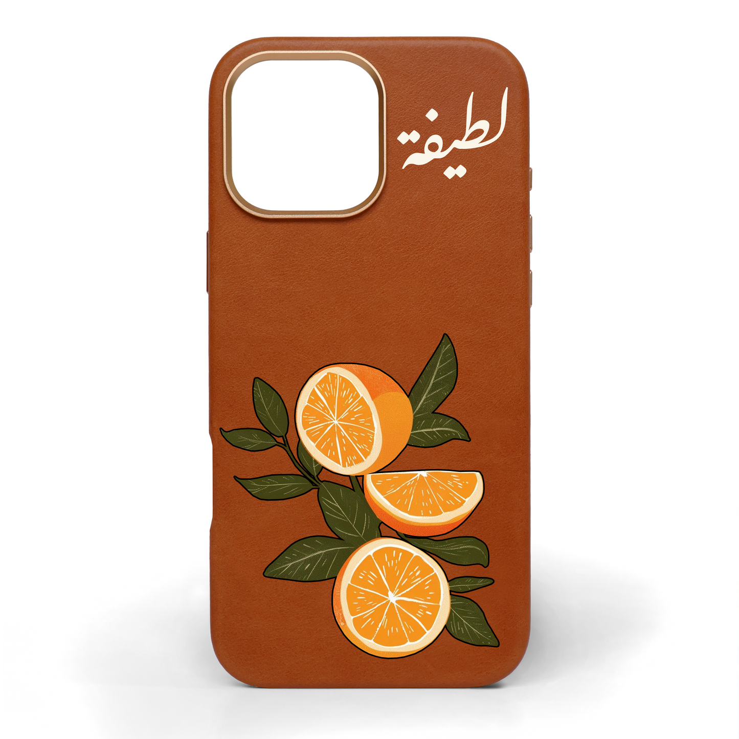 Tangerine Touch Hand-Painted Leather Phone Case