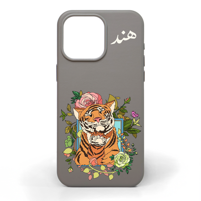 Tiger Born of Strength Hand-Painted Leather Phone Case