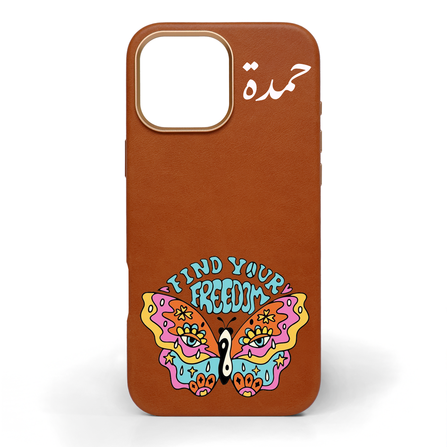 Find Your Freedom Hand-Painted Leather Phone Case