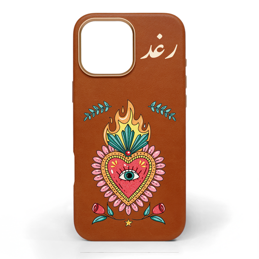 Open Your Heart Hand-Painted Leather Phone Case