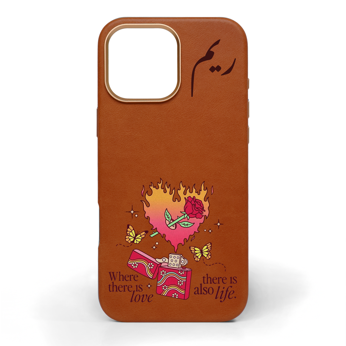 Where There is Love Hand-Painted Leather Phone Case