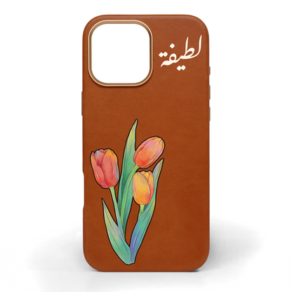 Flourish Hand-Painted Leather Phone Case