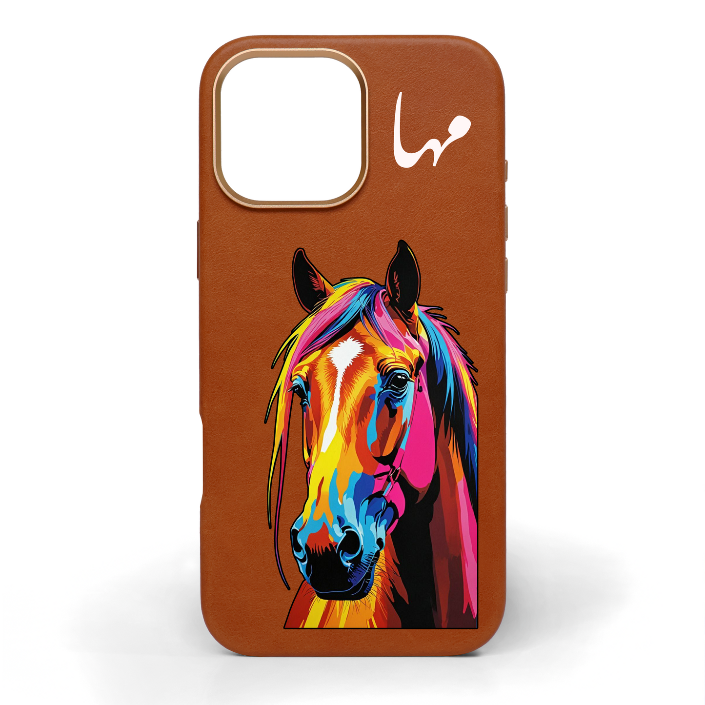 Vivid Stallion Hand-Painted Leather Phone Case