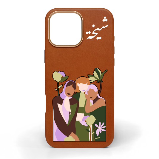 Side by Side Hand-Painted Leather Phone Case