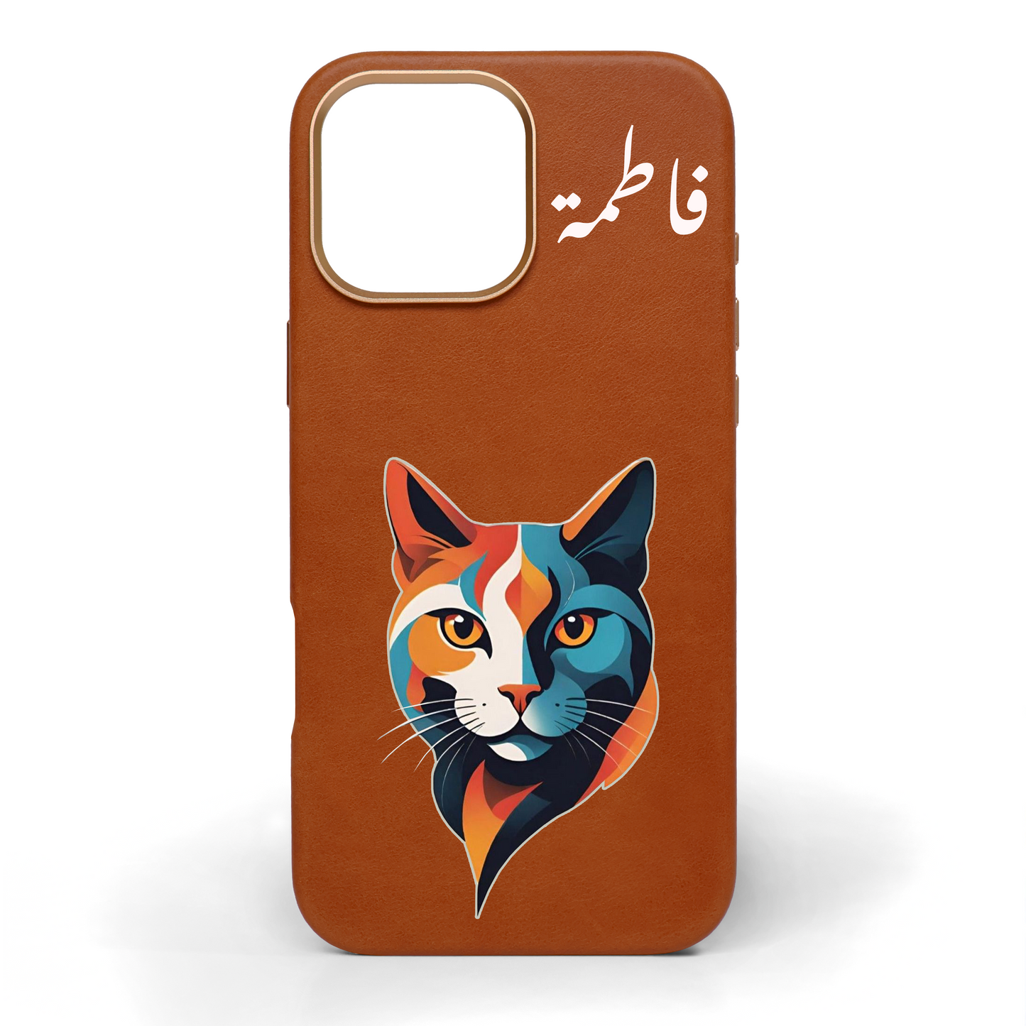 Midnight Cat Hand-Painted Leather Phone Case