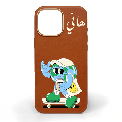 Around the World Hand-Painted Leather Phone Case