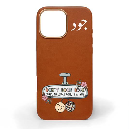 Don't Look Back Hand-Painted Leather Phone Case