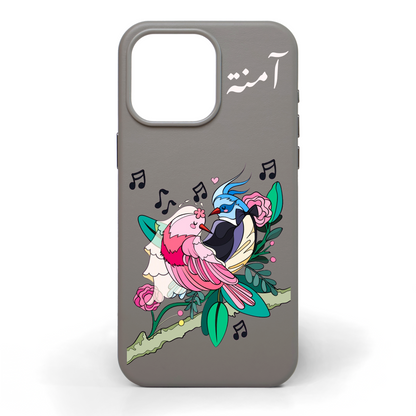 Love Birds Hand-Painted Leather Phone Case