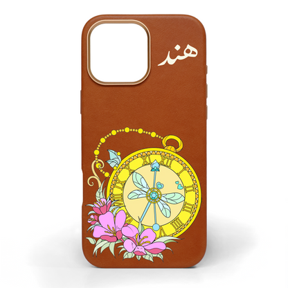 Pocket Watch of Life Hand-Painted Leather Phone Case