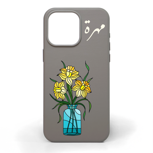 Joy and Blossoms Hand-Painted Leather Phone Case