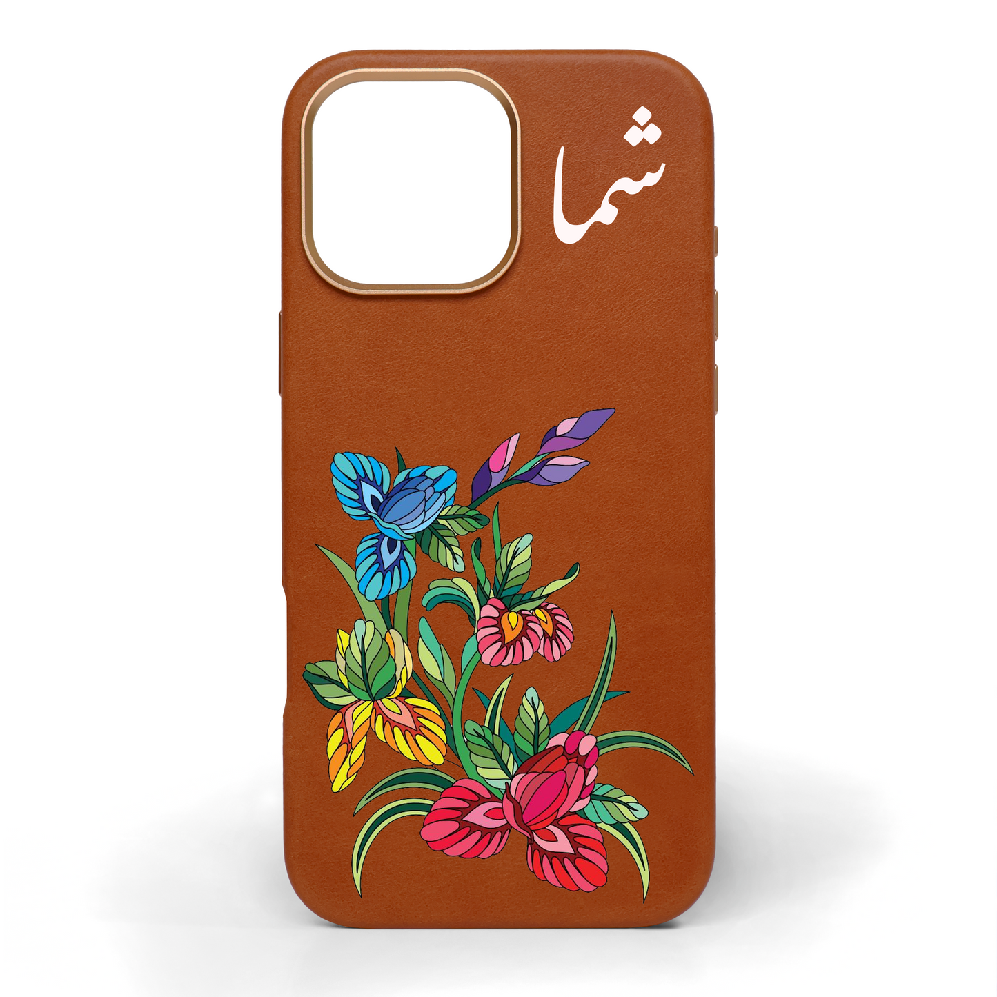Orchid Garden Hand-Painted Leather Phone Case