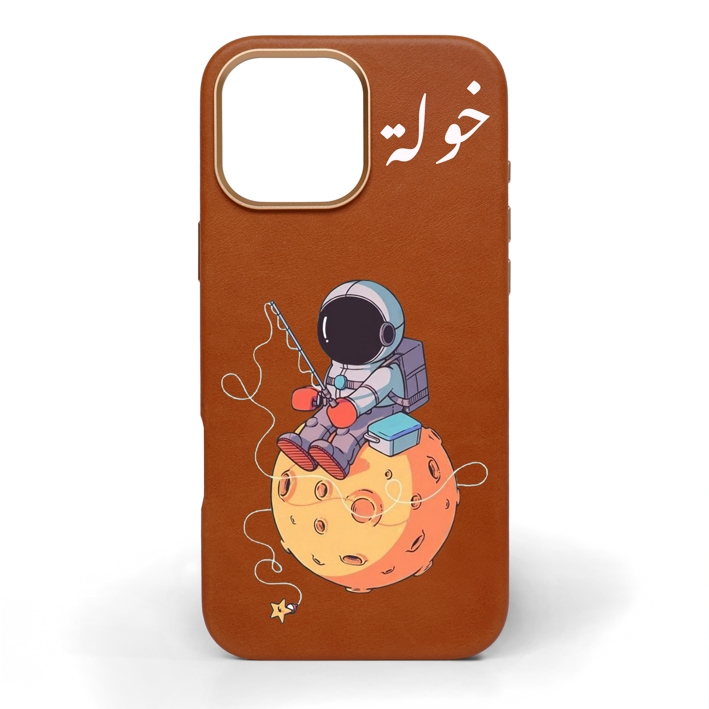 Astronaut Hand-Painted Leather Phone Case